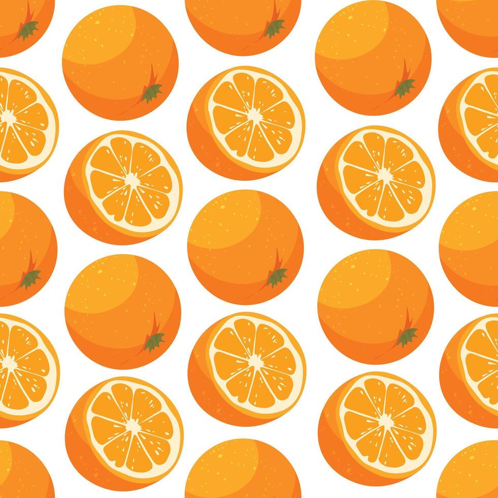 Seamless pattern with bright and juicy oranges. vector