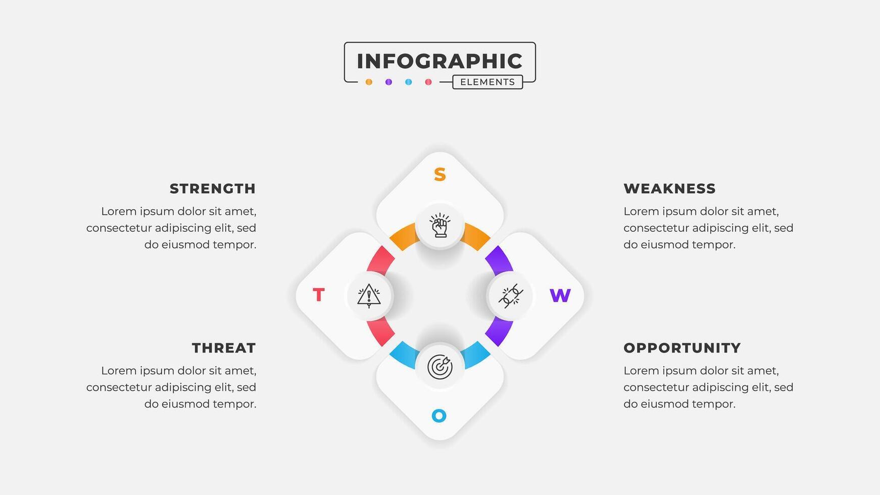 Swot analysis infographic template with icons vector