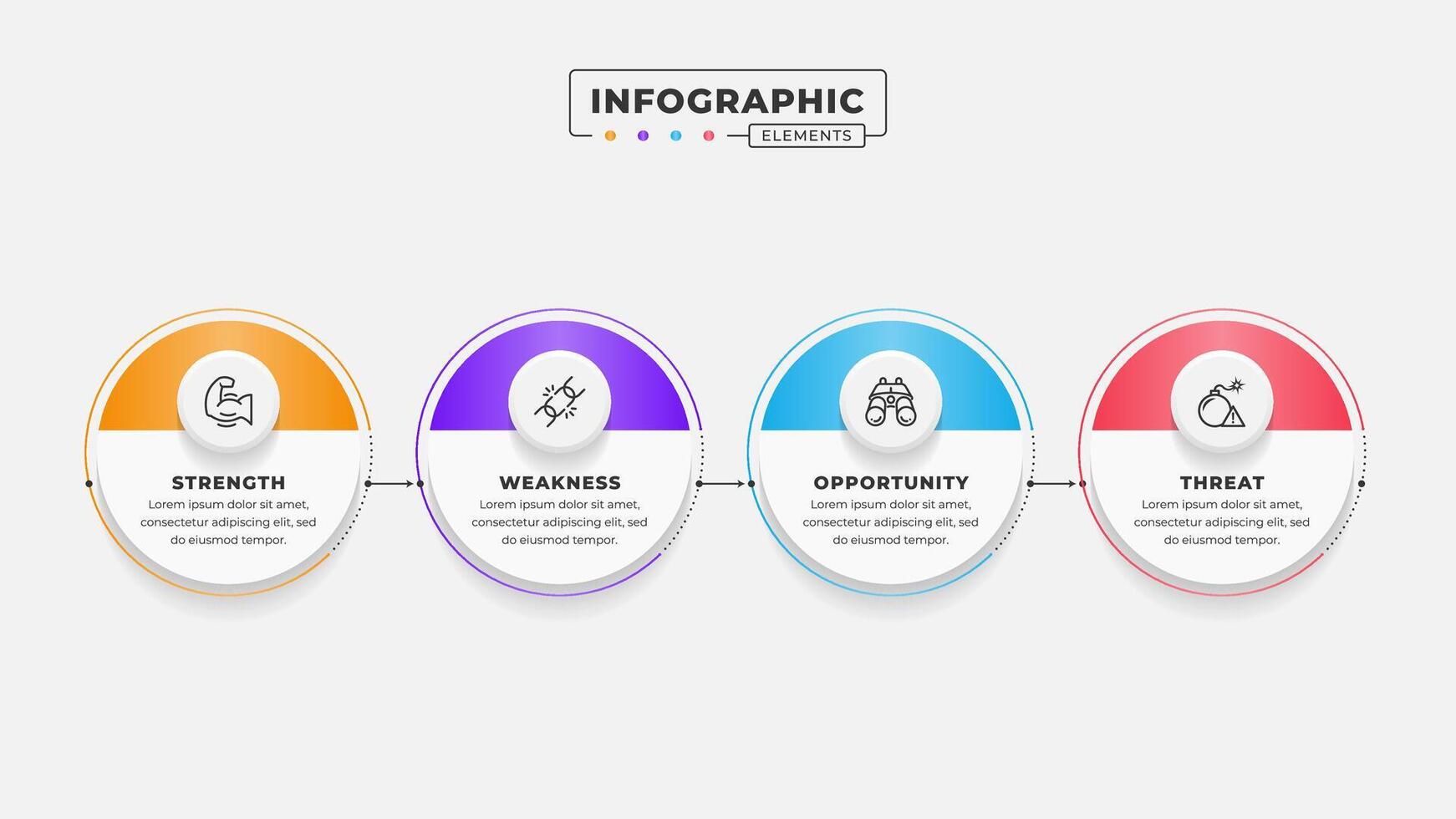 Swot analysis infographic template with icons vector