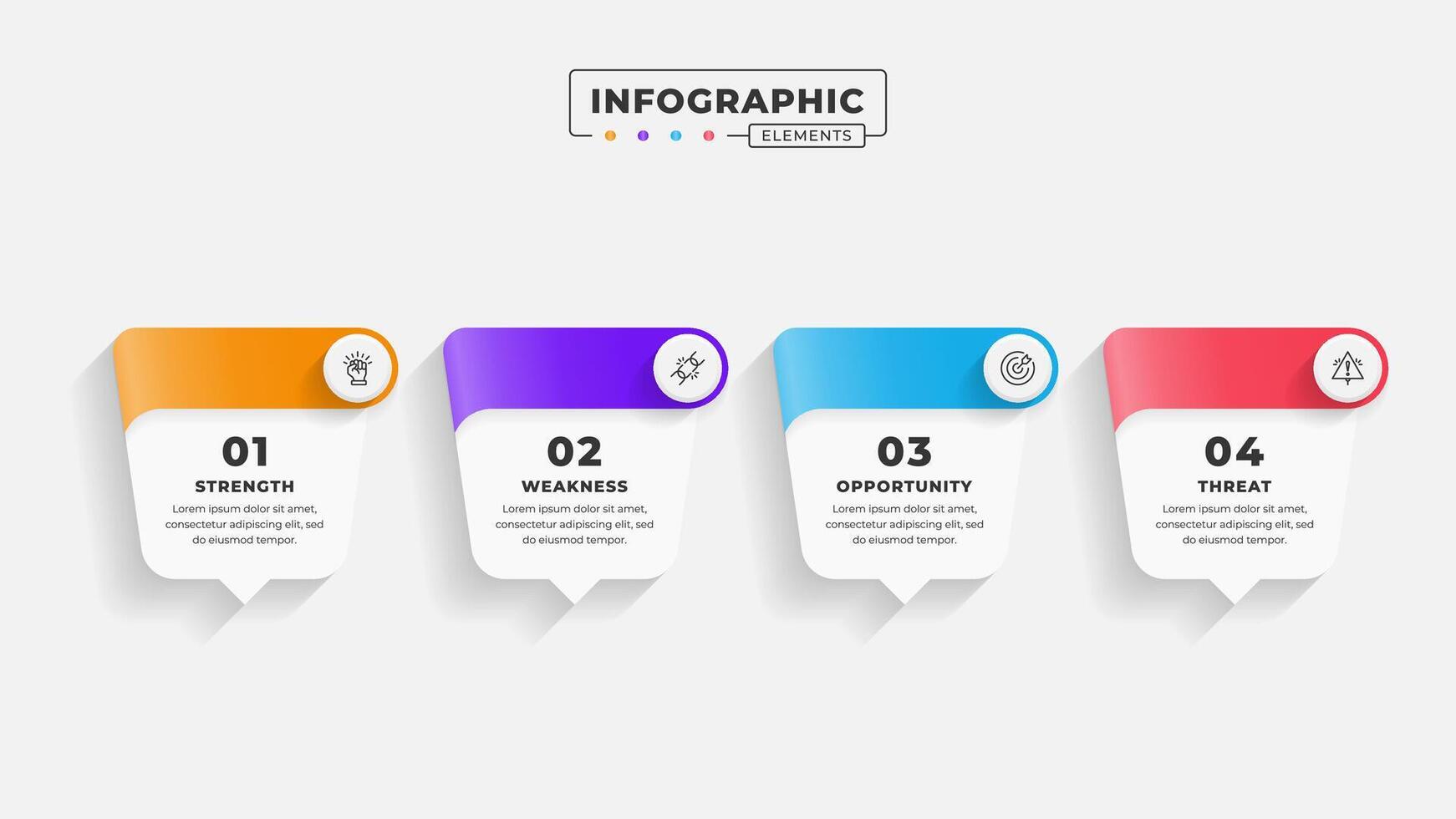 Swot analysis infographic template with icons vector