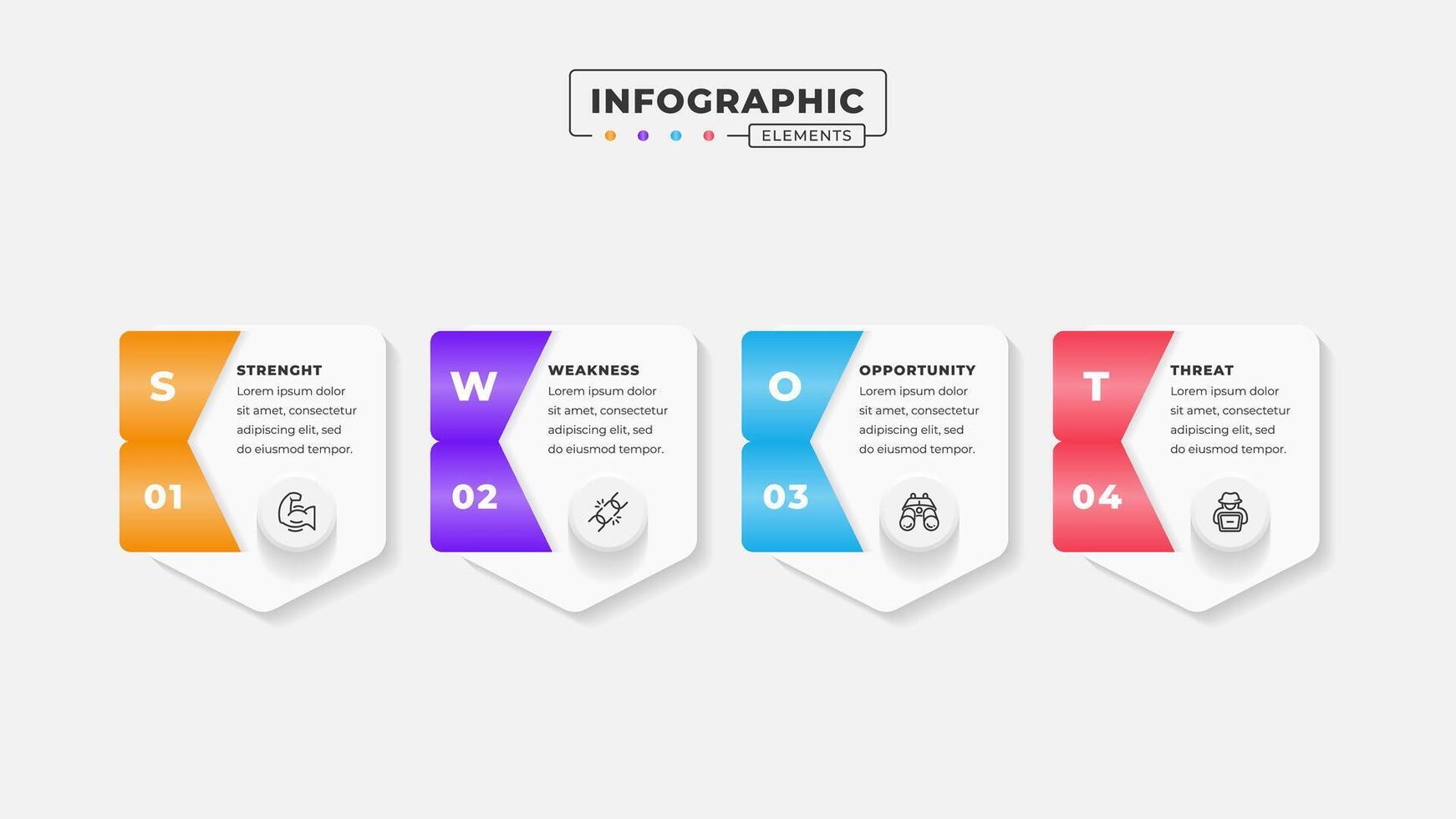 Swot analysis infographic template with icons vector
