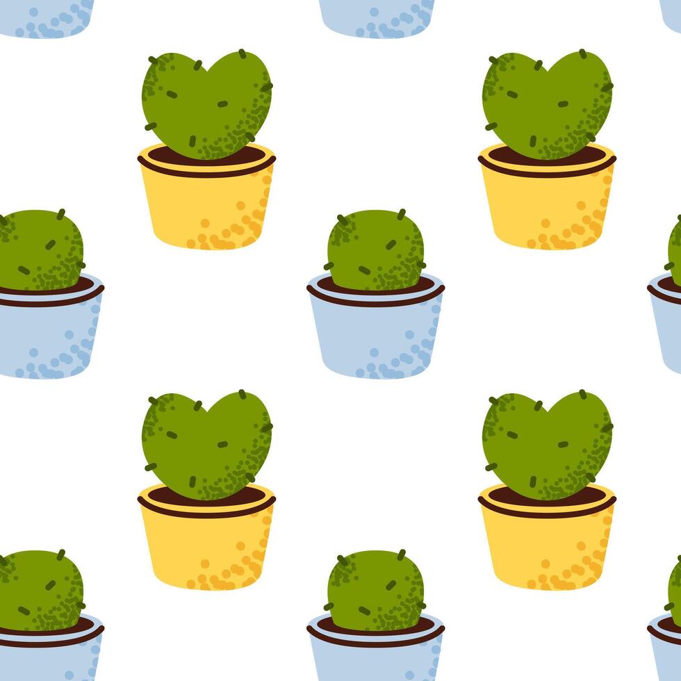 Seamless background of cacti vector