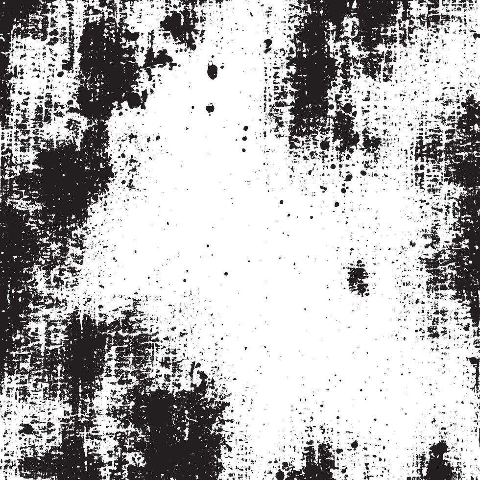 A black and white grunge texture template, characterized by a dark overlay of messy dust. The distressed background is abstract, dotted, and scratched, offering a vintage noise grain effect vector