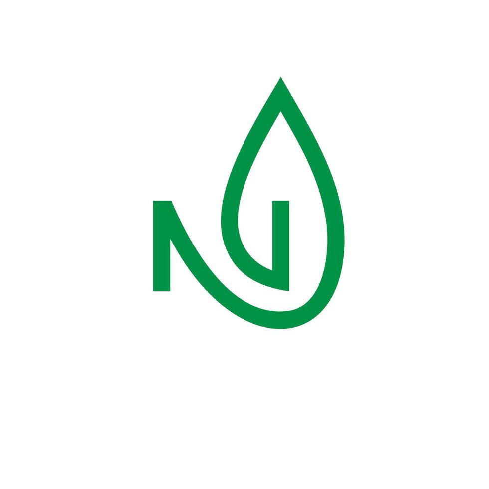 N leaf line natural minimalis logo design vector