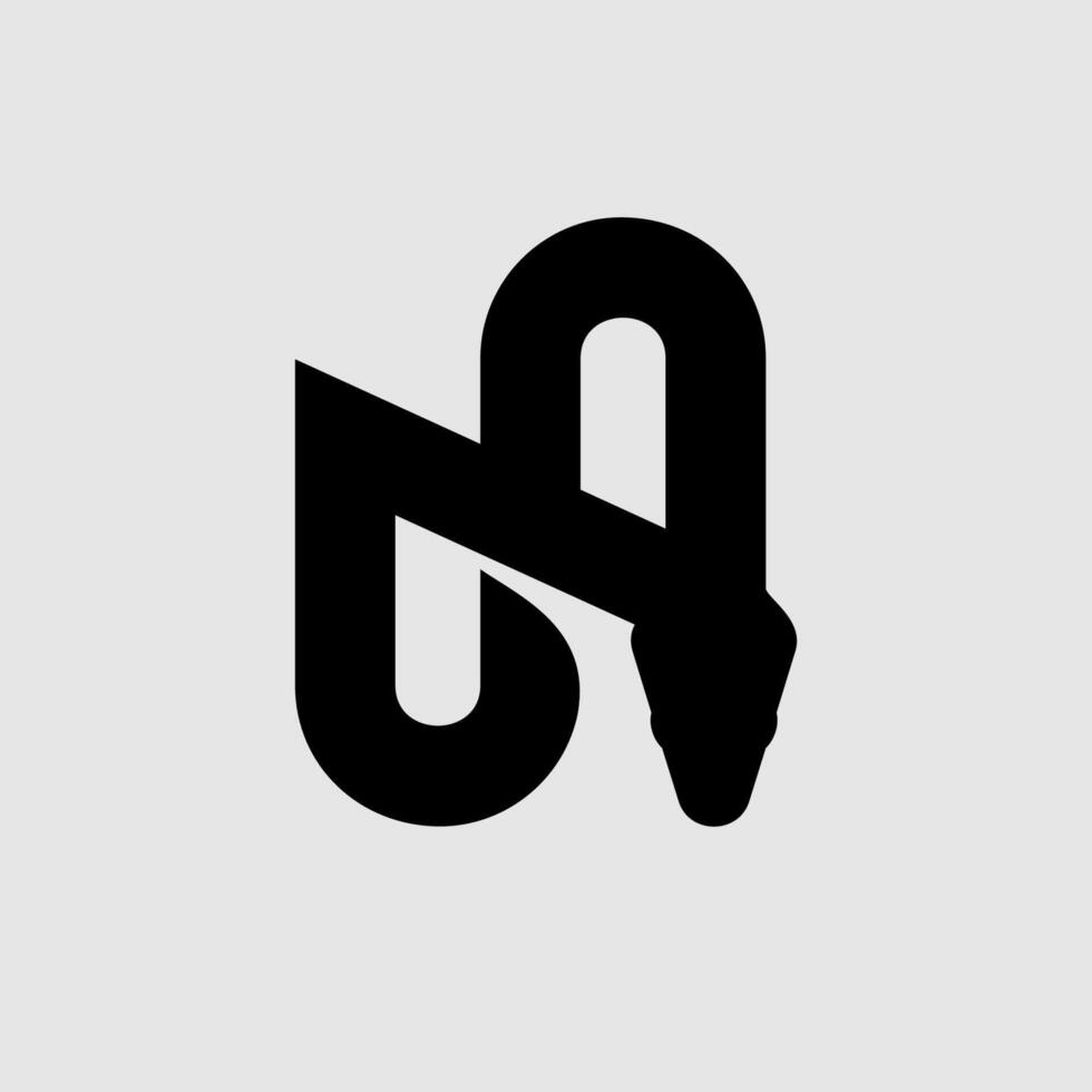 N or UA snake Minimalist logo design vector