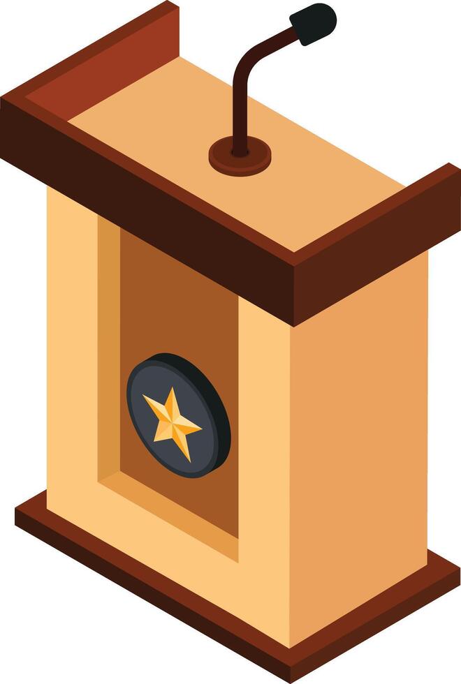 Wooden Podium with Microphone and Star vector