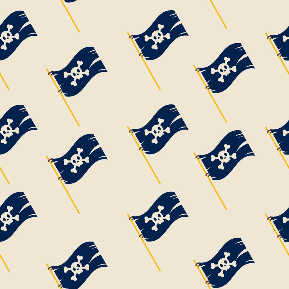 Pirate flag seamless pattern in flat design vector