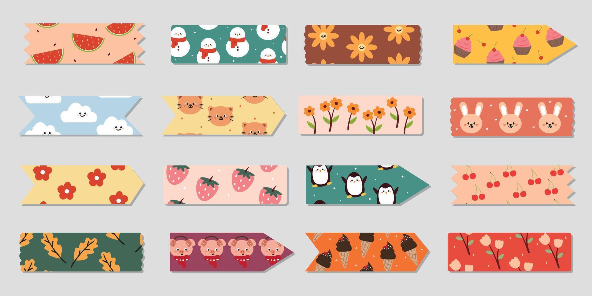collection set of planner and journal sticker for diary, planner, journal and notes vector