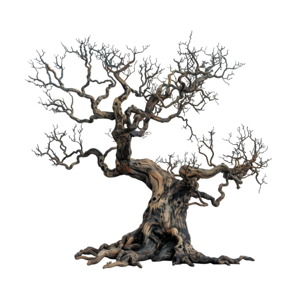 Ancient gnarled tree isolated on a transparent background png