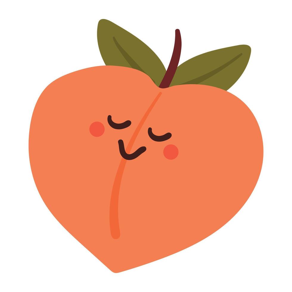 hand drawing cartoon peach fruit sticker. cute fruit drawing sticker, doodle set vector