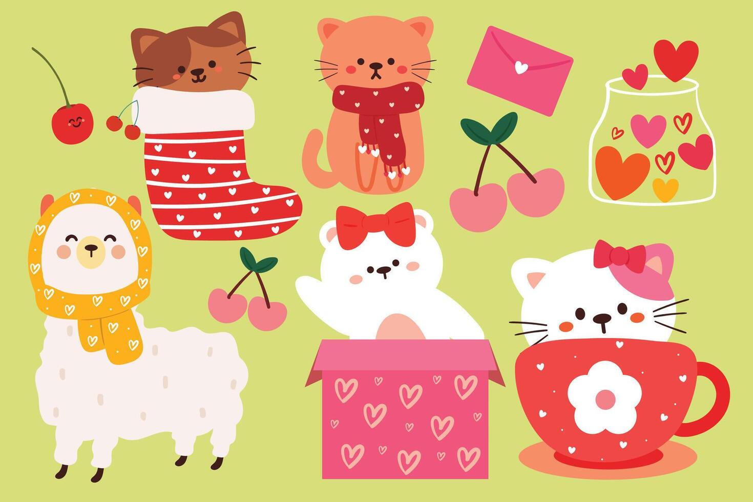 hand drawing cartoon animal sticker set. cute animal drawing, doodle set vector