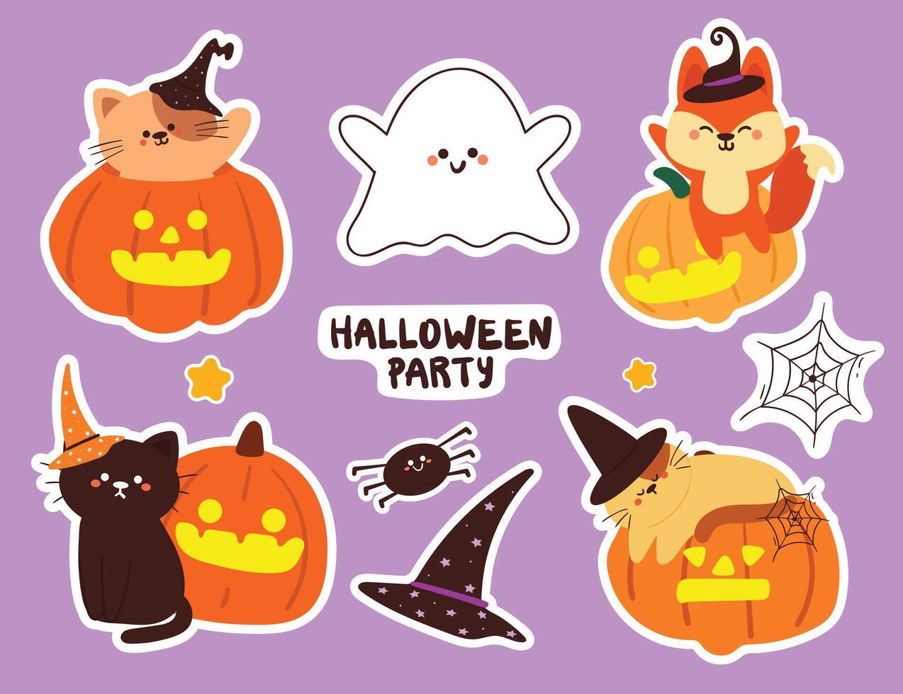 hand drawing cartoon halloween sticker set. cute sticker for halloween vibes, doodle set vector