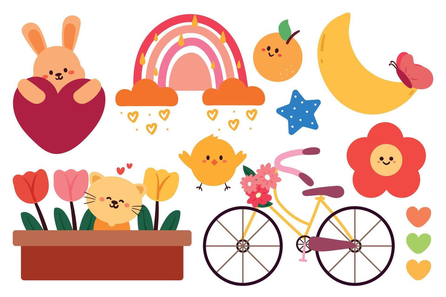 hand drawing cartoon kawaii sticker set. cute sticker, doodle set vector