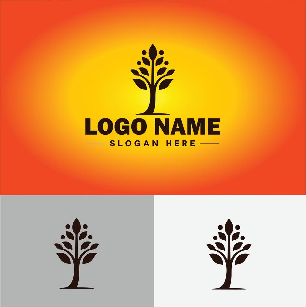 plant logo icon for business app icon farm Tree plant agriculture logo template vector