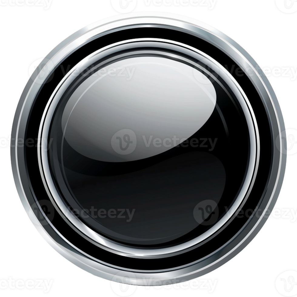 3d button. Round buttons with metal frame. png