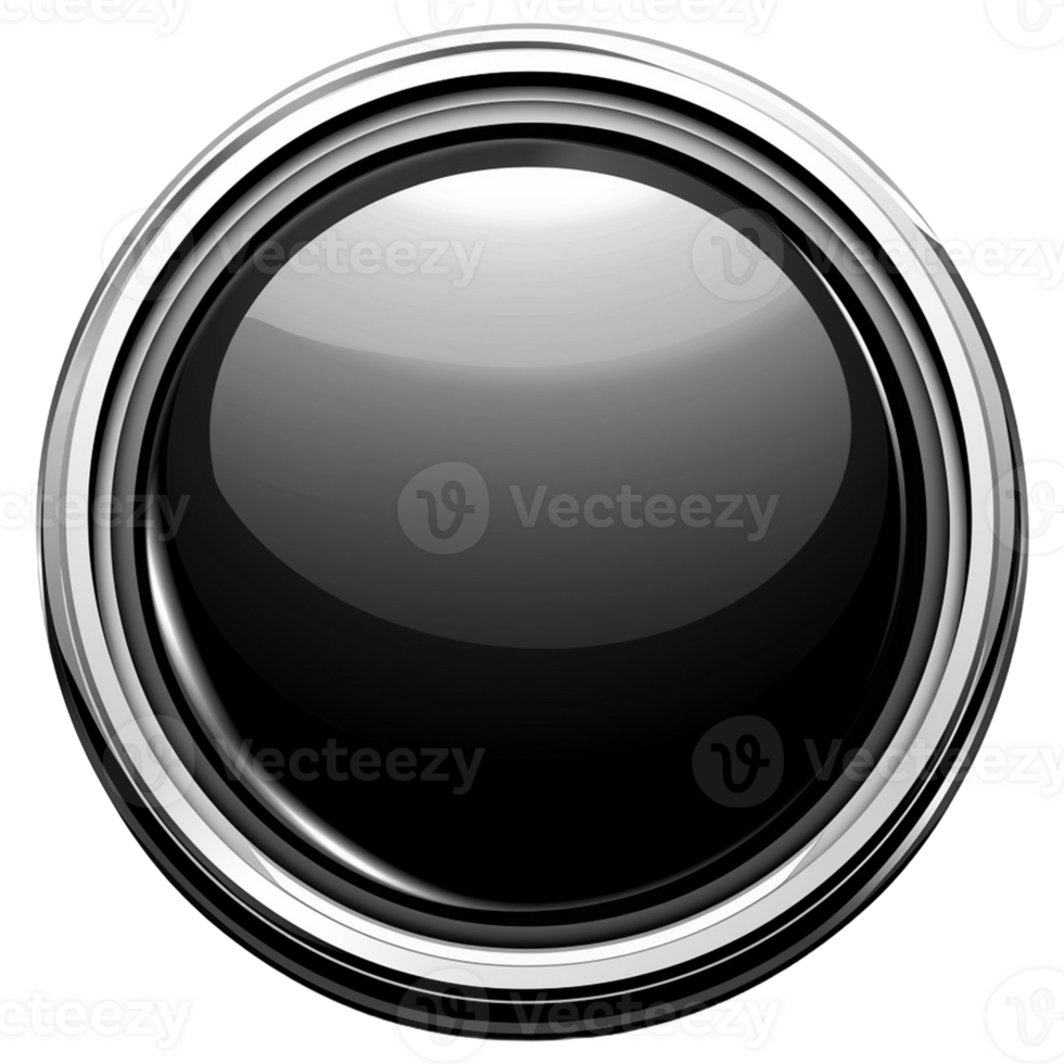 3d button. Round buttons with metal frame. png