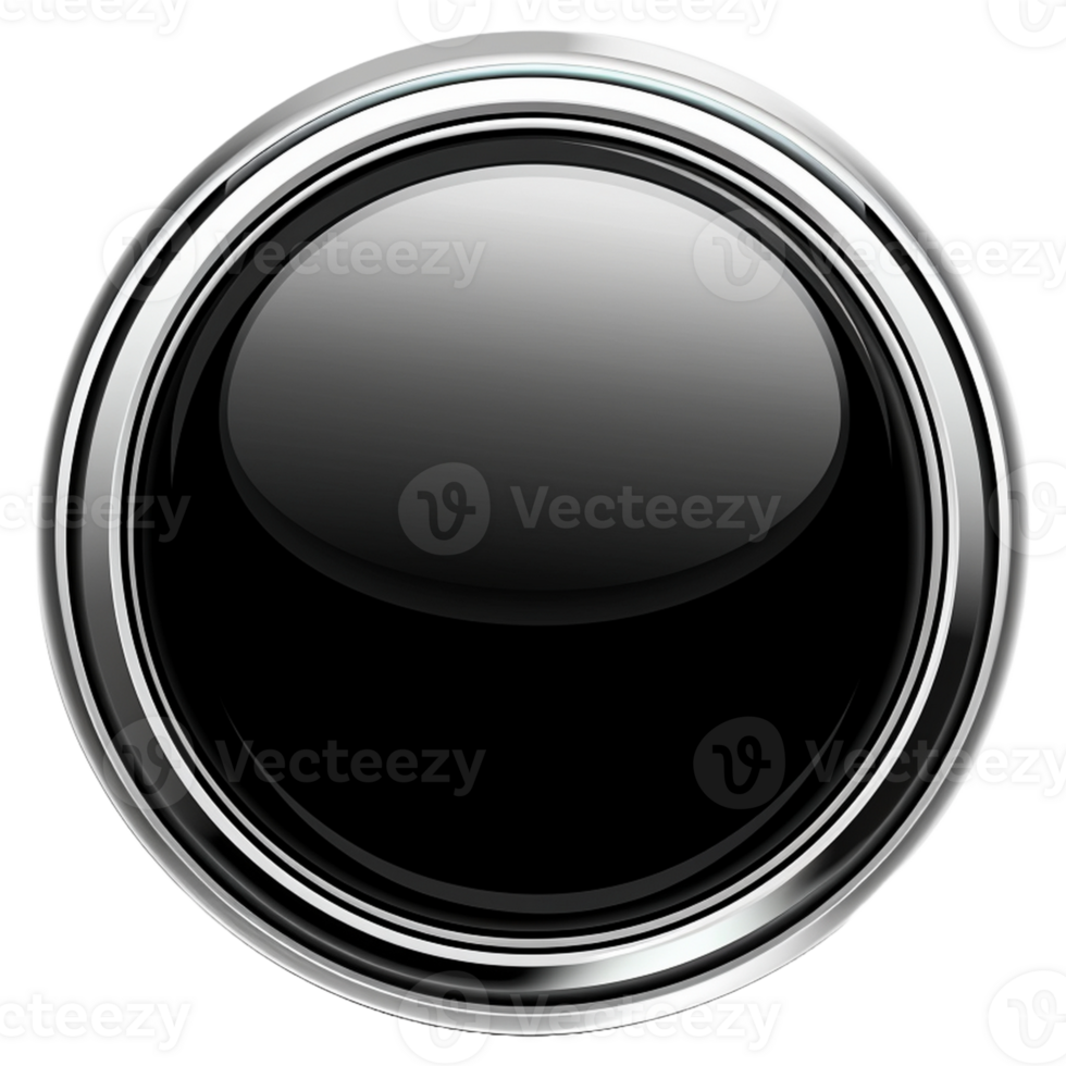 3d button. Round buttons with metal frame. png