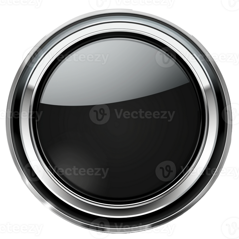 3d button. Round buttons with metal frame. png