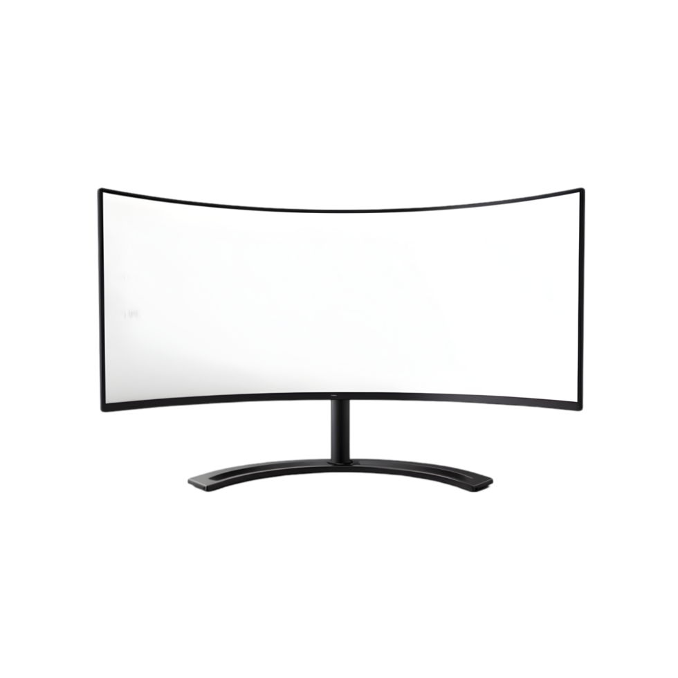 Curved computer monitor isolated on a transparent background png