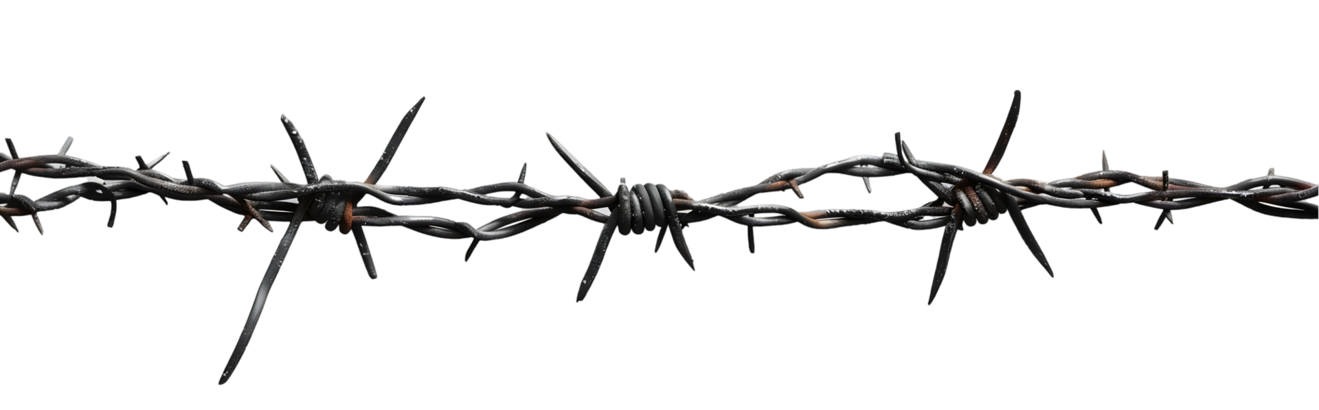 Rusty barbed wire strand isolated on a transparent background png