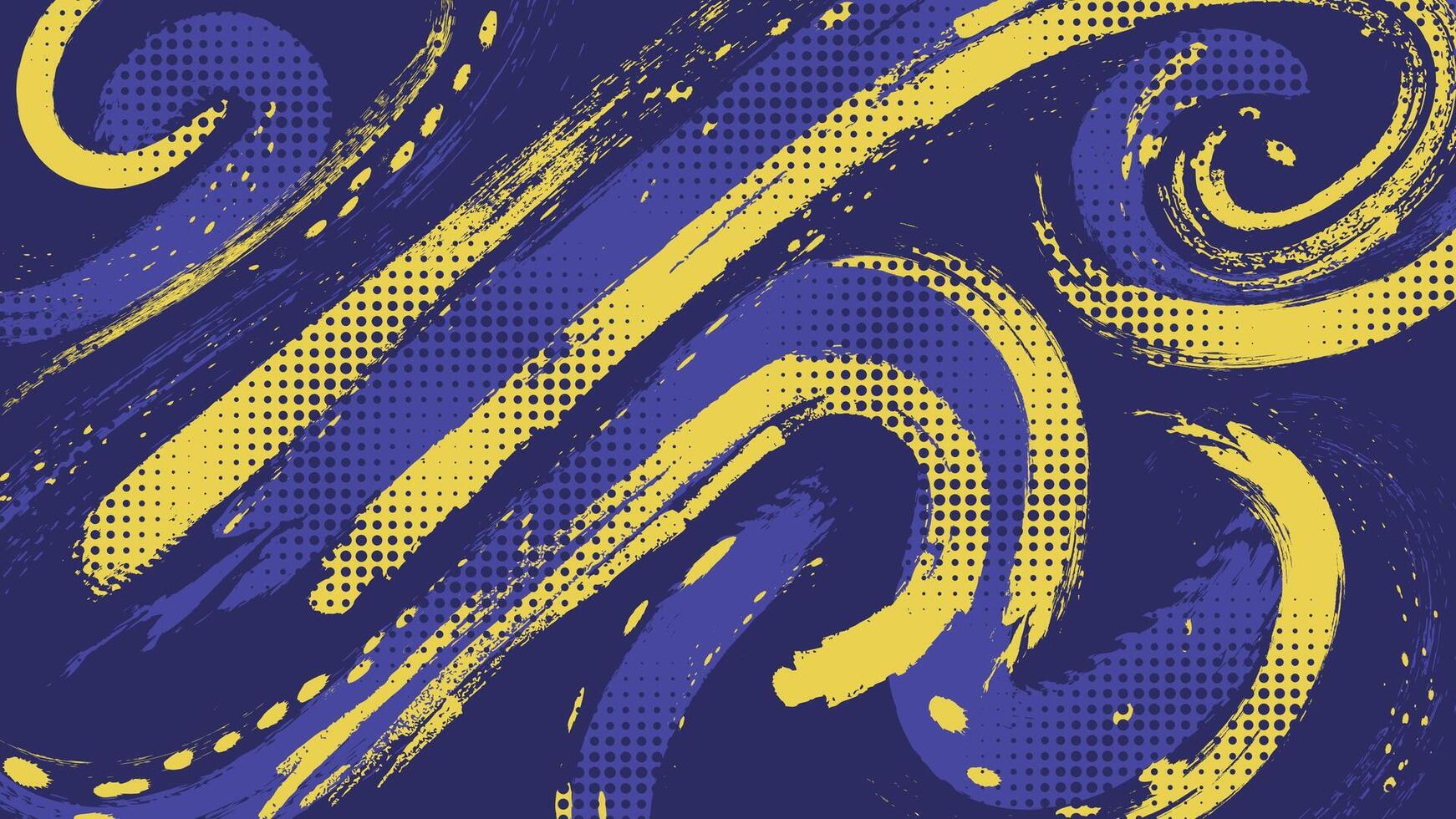 Abstract Sport Background with Blue and Gold Brush Texture and Halftone Effect. Dirty Grunge Background vector