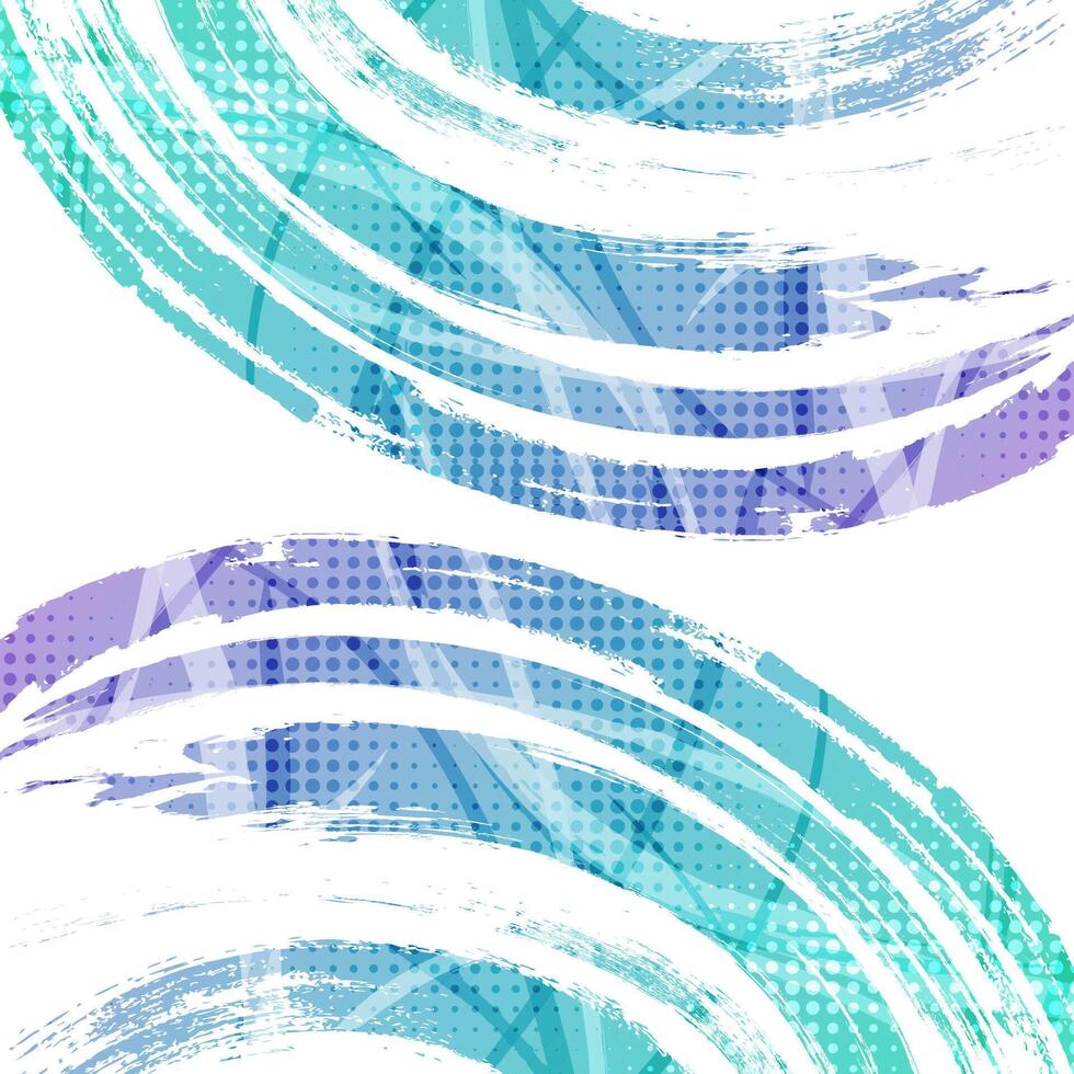 Abstract Sport Background with Cyan and Purple Gradient Brushstrokes and Halftone Effect. Grunge Background vector