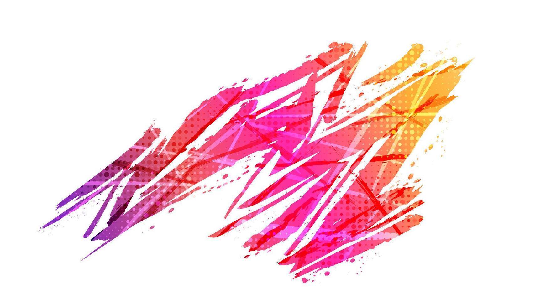 Abstract Background with Brush Texture in Pink and Orange Gradient Colors with Halftone Effect. Vibrant Grunge Background for Sports or Event Design vector