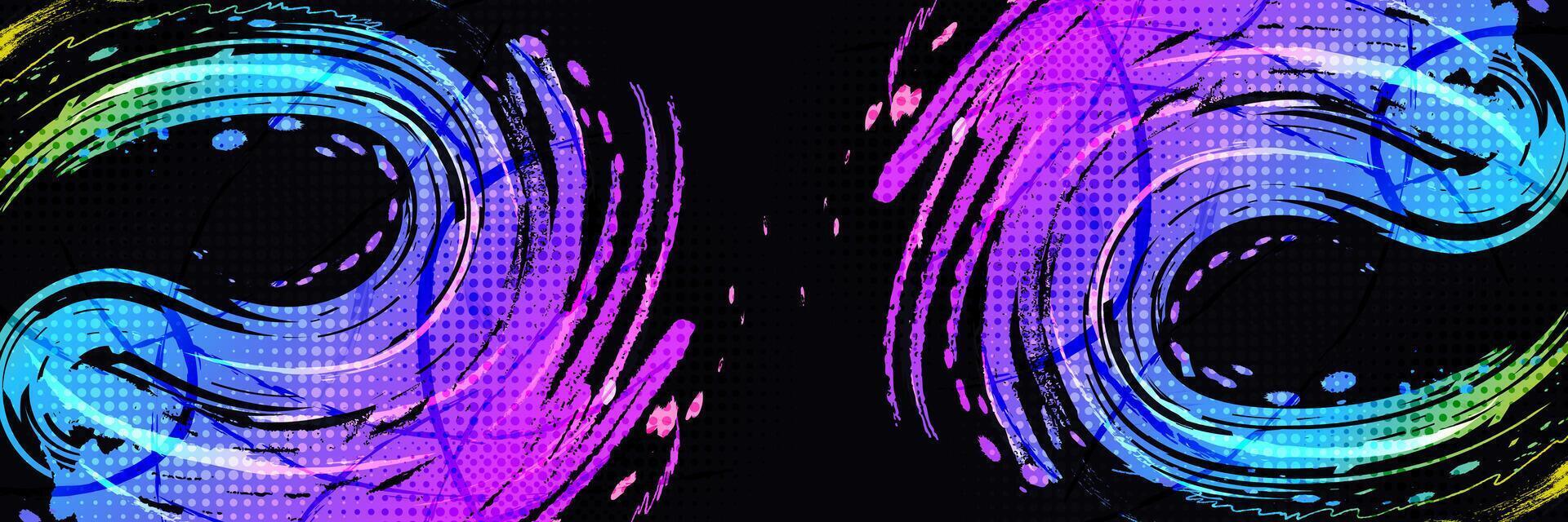 Abstract Sport Background with Colorful Gradient Brush Texture with Halftone Effect. Iridescent Grunge Brushstroke Element for Design vector