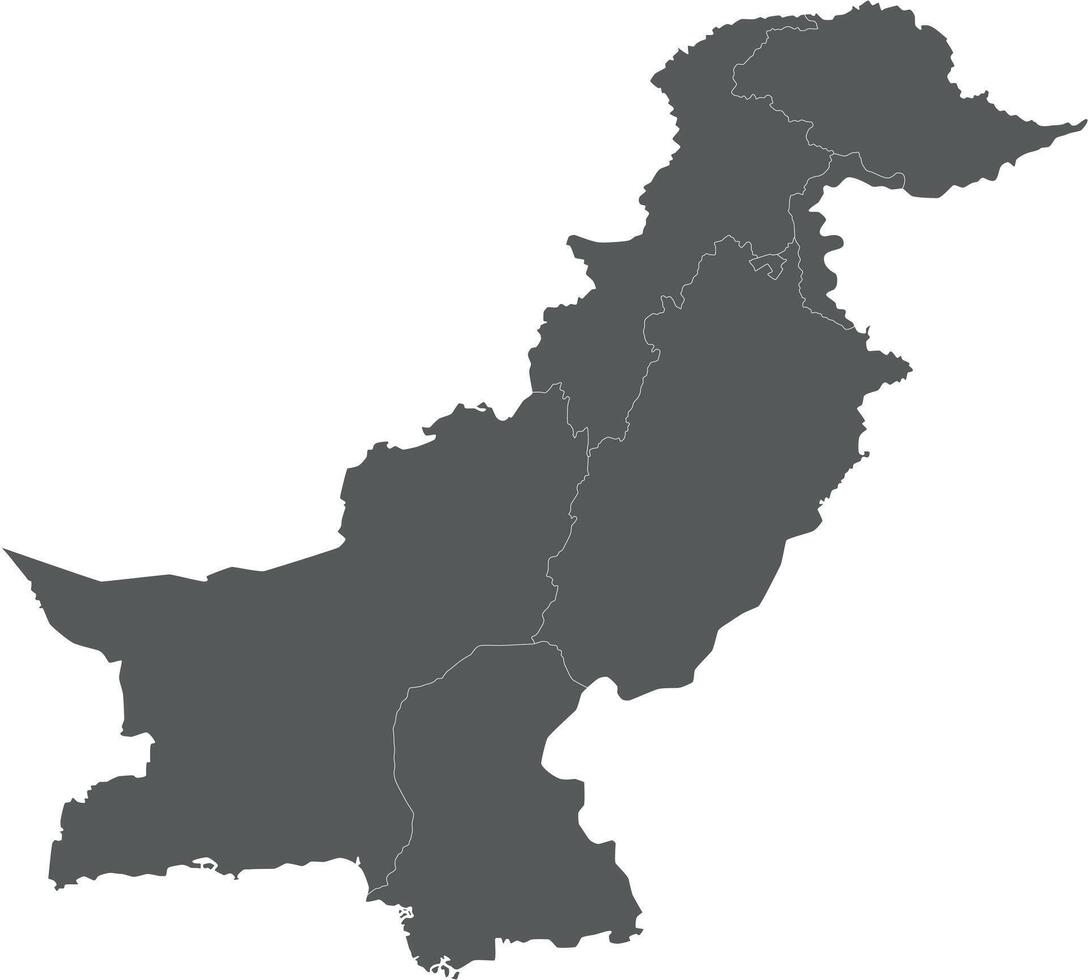 regional blank map of Pakistan with provinces and territories and administrative divisions. Editable and clearly labeled layers. vector