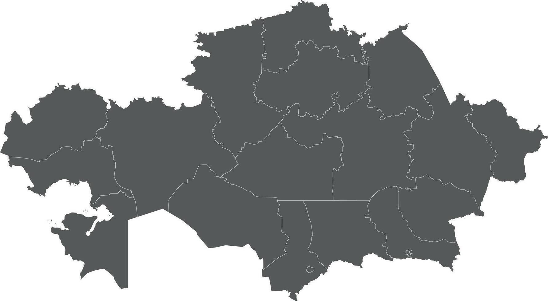 blank map of Kazakhstan with regions, independent cities and administrative divisions. Editable and clearly labeled layers. vector