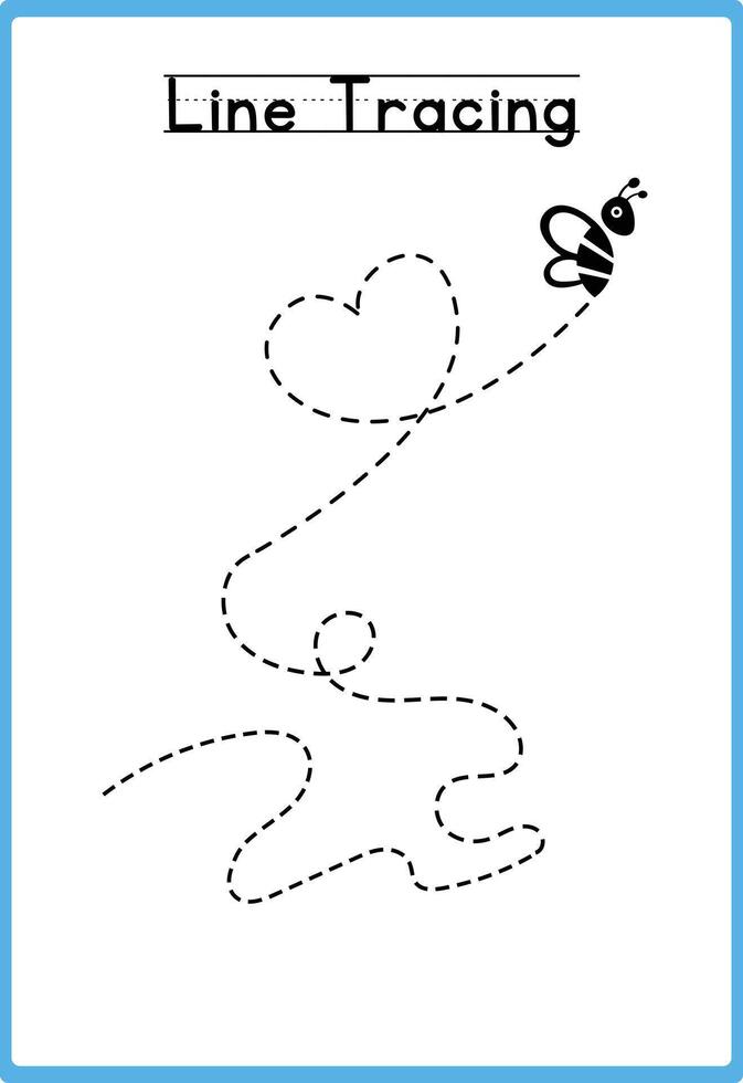 Hand drawn tracing line practice for kids vector