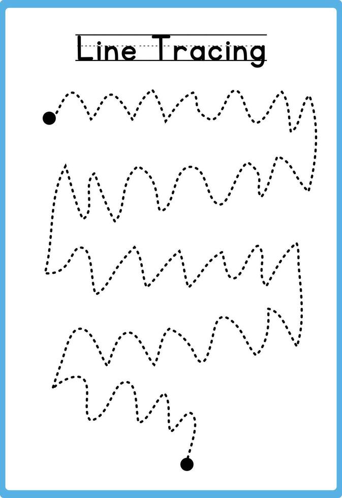 Hand drawn tracing line practice for kids vector