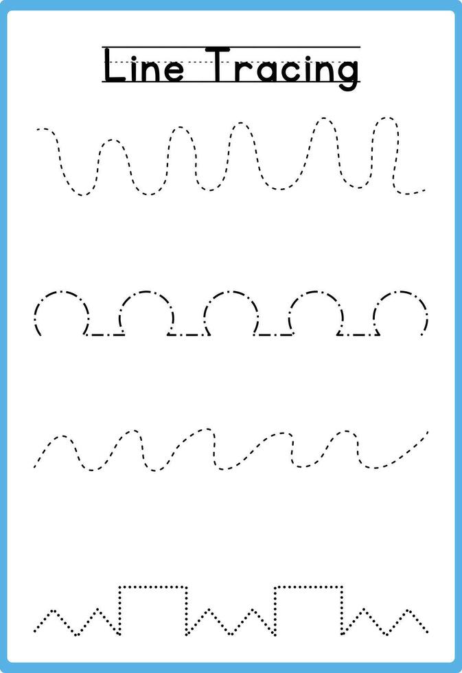 Hand drawn tracing line practice for kids vector