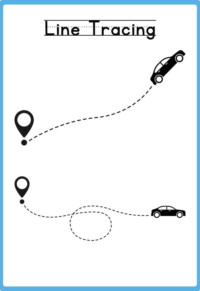 Hand drawn tracing line practice for kids vector