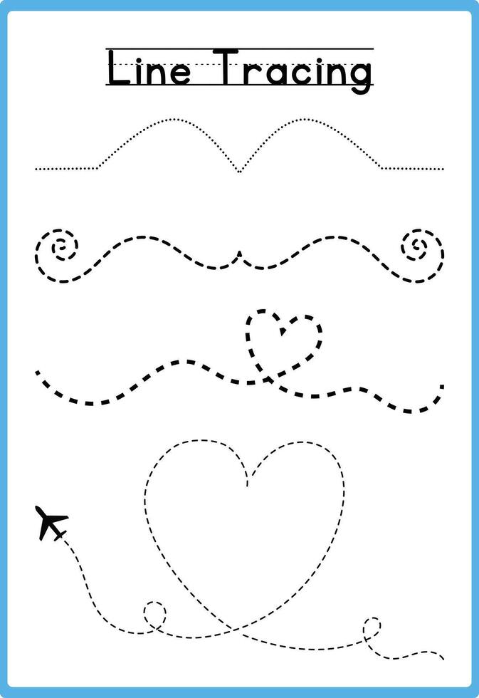 Hand drawn tracing line practice for kids vector