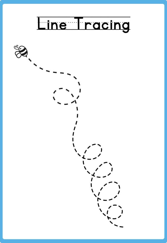 Hand drawn tracing line practice for kids vector