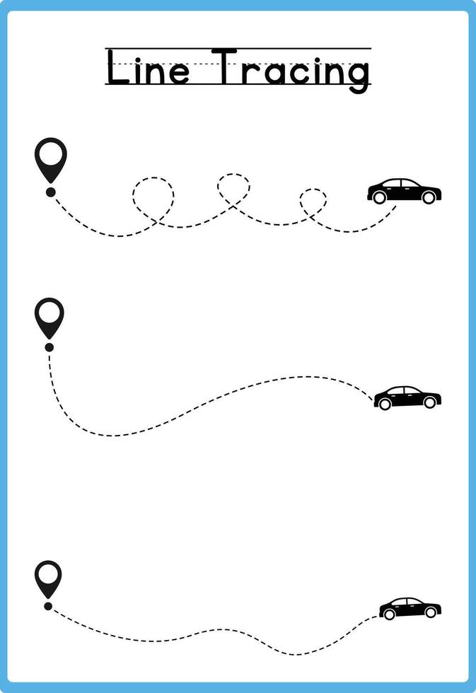 Hand drawn tracing line practice for kids vector