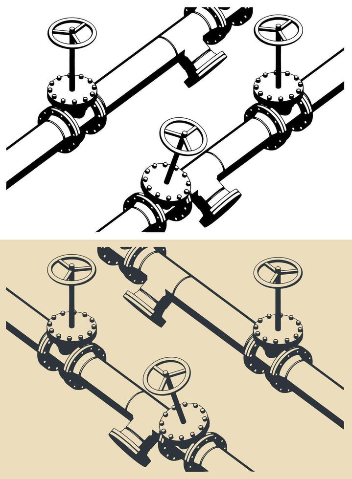 Pipes and valves vector