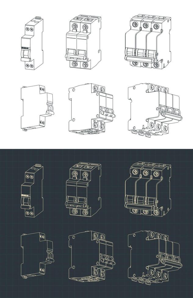 Circuit breakers blueprints vector