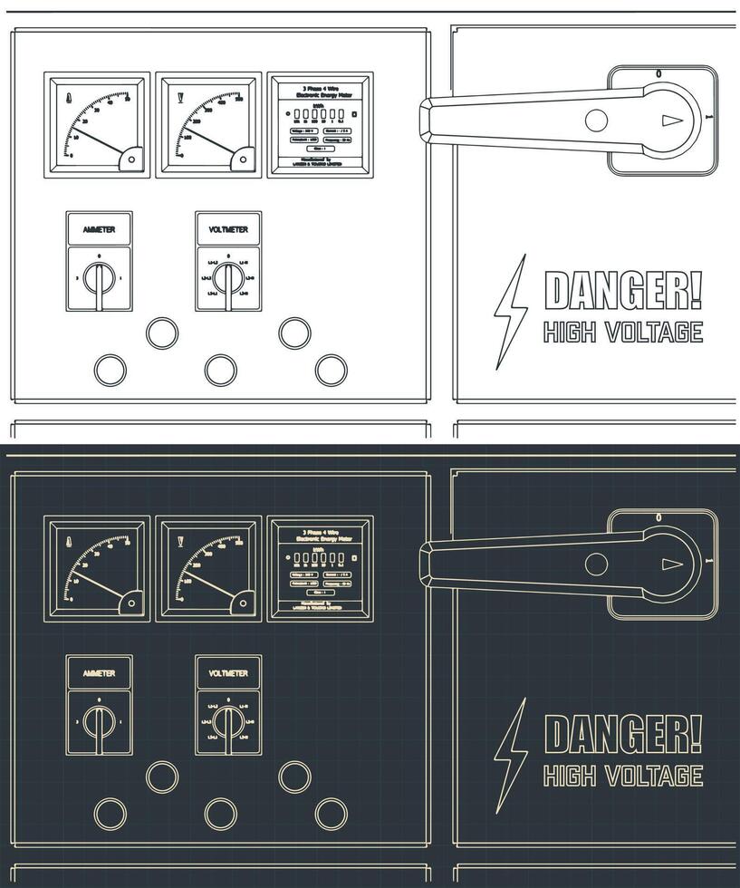 Electrical control panel board drawings vector