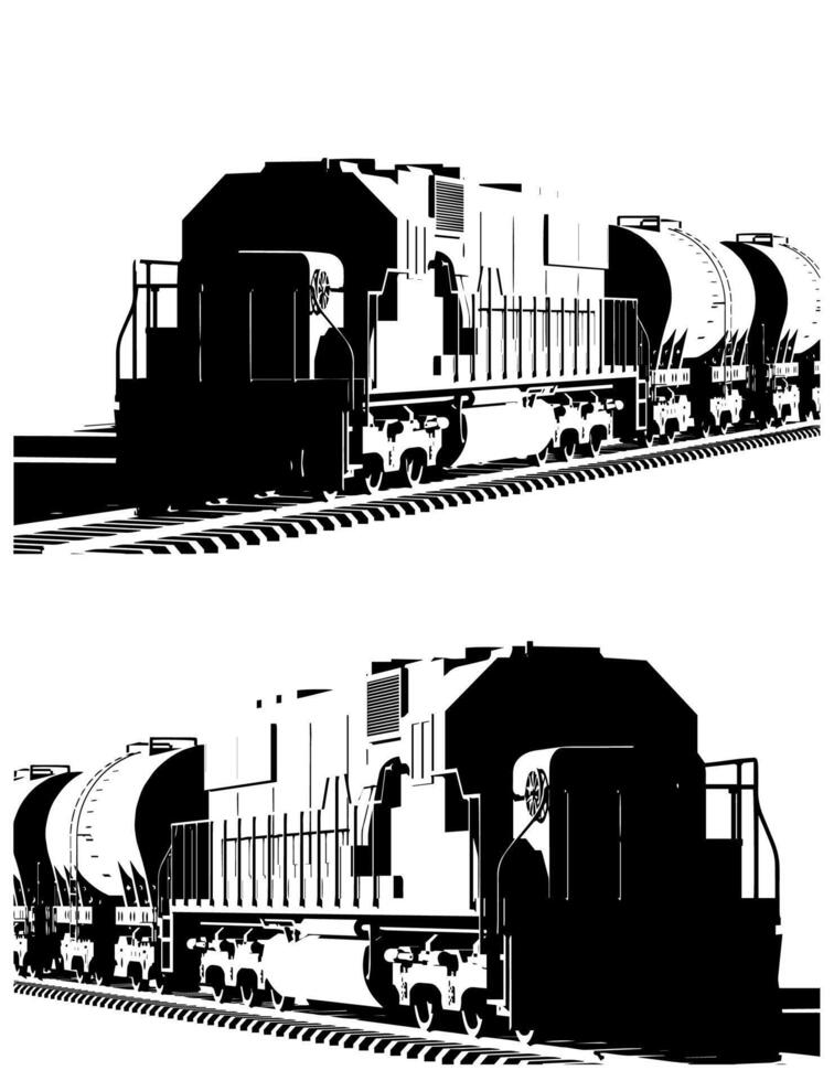 Freight locomotive with tank wagons template vector