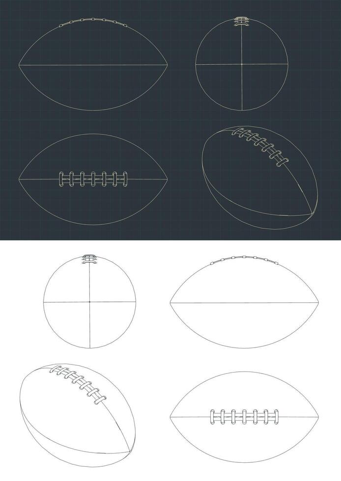 American football ball blueprints vector
