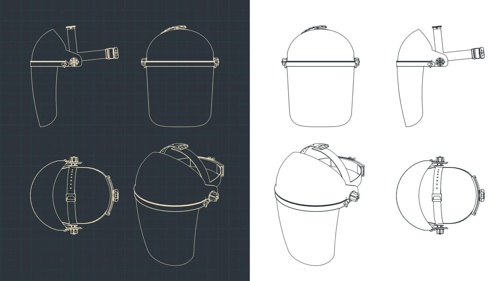 Protective face plastic mask blueprints vector