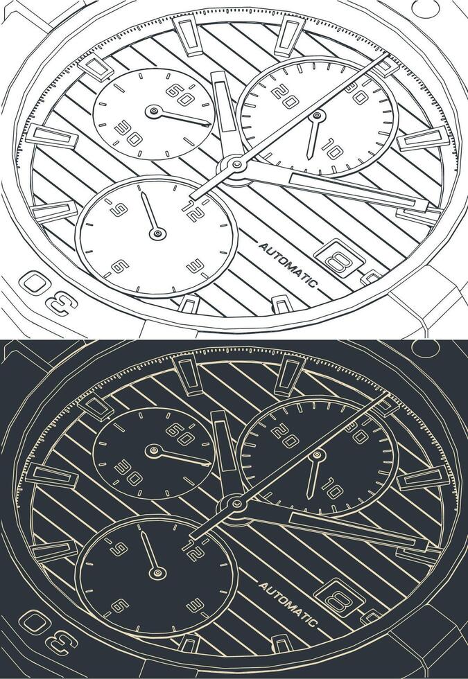 Dial close-up of wrist watch vector