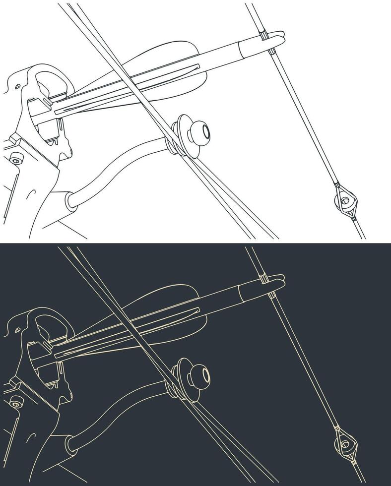 Bowstring and bow shelf close-up vector