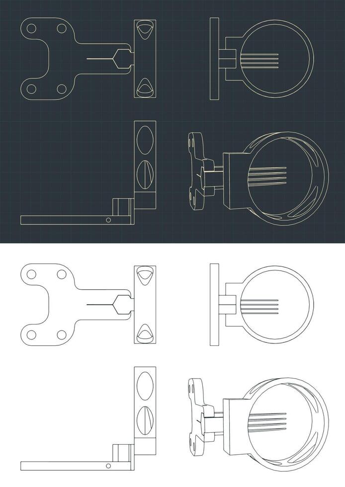 Compound archery sight blueprints vector