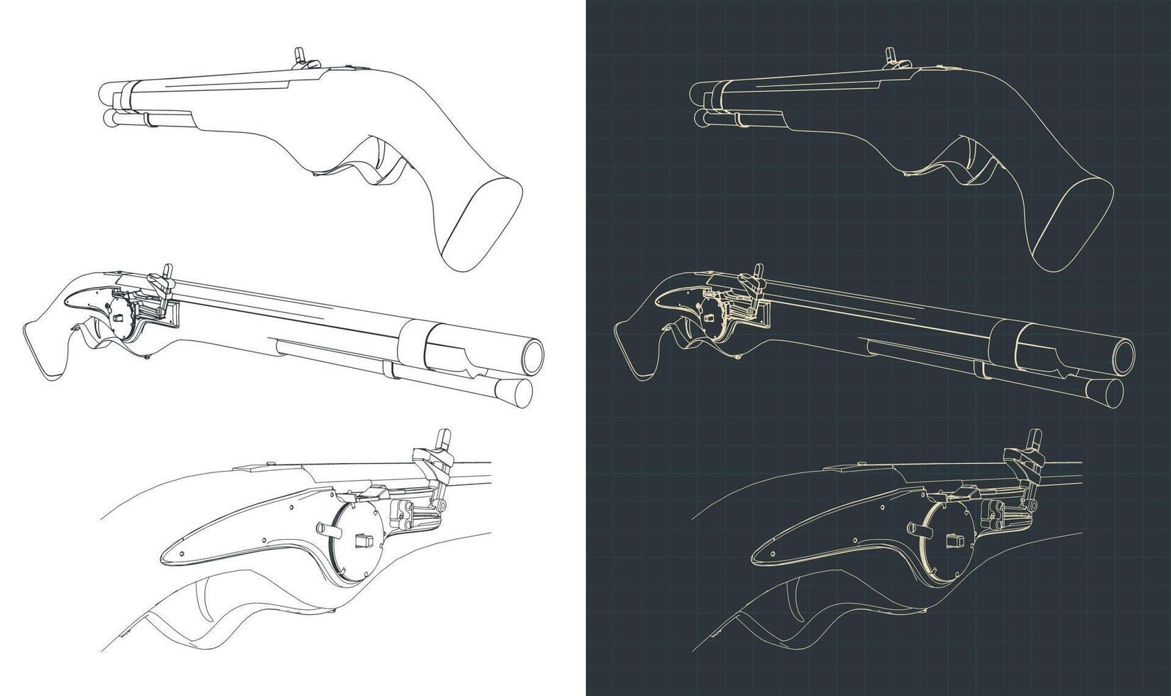 Ancient wheellock pistol vector