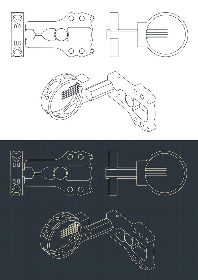 Compound archery sight drawings vector