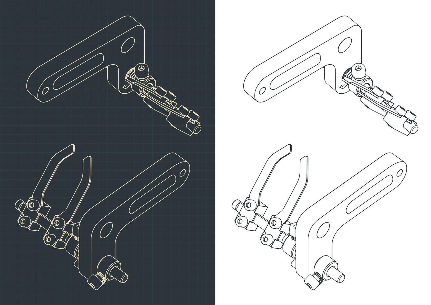 Archery arrow rests compound bow shelf isometric blueprints vector