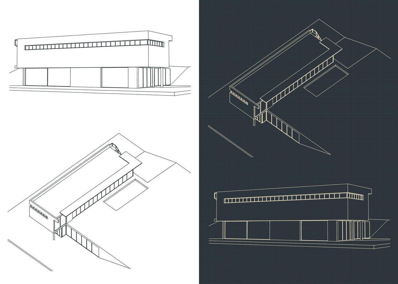 Modern house drawings vector